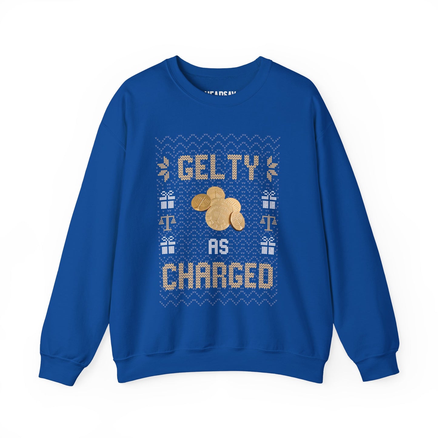 Gelty as Charged Ugly Hanukkah Sweater